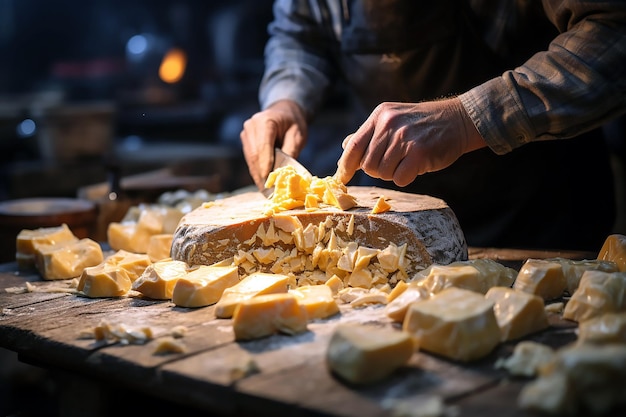 l'uomo sta scolpendo in una pietra nello stile del legno arrotondato