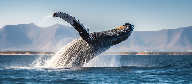 La balena a gobba alza la sua potente coda