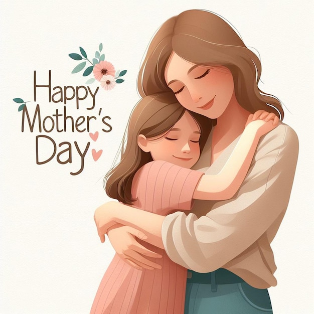 La bambina abbraccia sua madre e le augura un felice giorno della madre