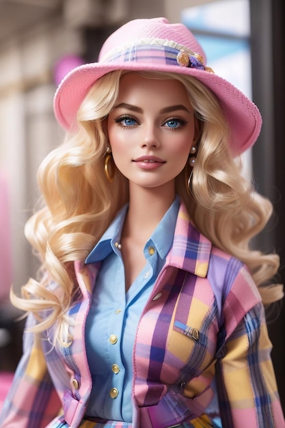 La bambola Barbie indossa un completo alla moda scozzese in tre pezzi