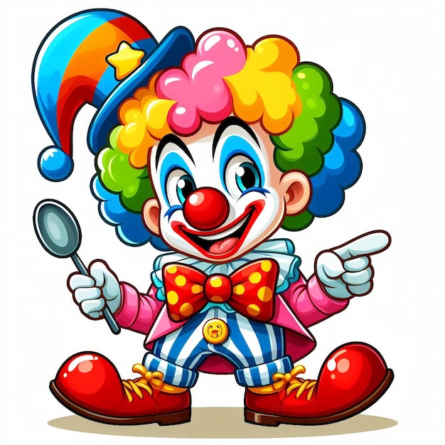 La bambola del clown del primo di aprile isolata su uno sfondo bianco in stile 3D