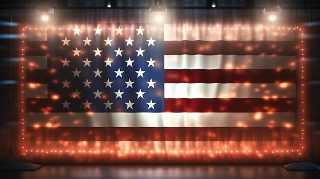 la bandiera americana ultra realistica è di fronte a un illuminato