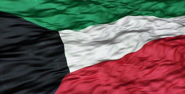 La bandiera asiatica del paese del Kuwait è ondulata