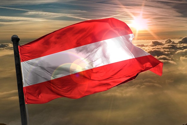 La bandiera austriaca rendering 3d bandiera ghana su un sole backortund