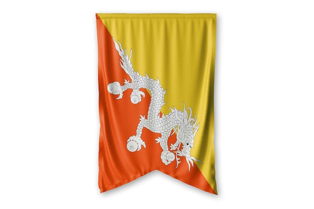 la bandiera del bhutan è appesa a un'immagine di sfondo del muro bianco