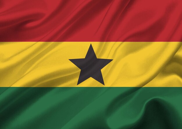 La bandiera del Ghana che sventola nel vento