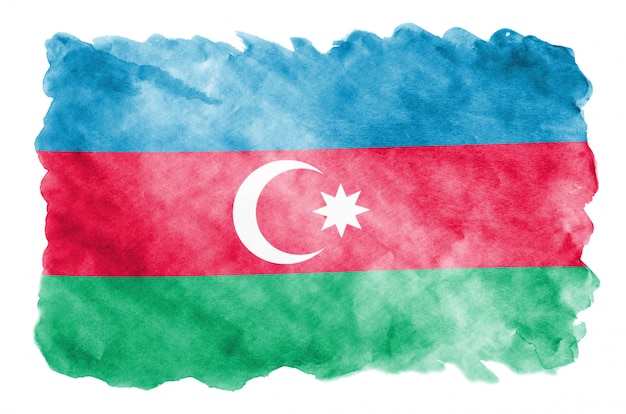 La bandiera dell'Azerbaigian è raffigurata in stile acquerello liquido isolato su bianco
