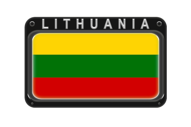 La bandiera della Lituania nel telaio con rivetti su sfondo bianco