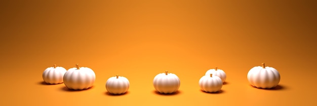 La bandiera di Halloween del ringraziamento con le zucche bianche 3d rende l'illustrazione