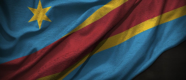 La bandiera patriottica della Repubblica Democratica del Congo in un'esposizione orgogliosa