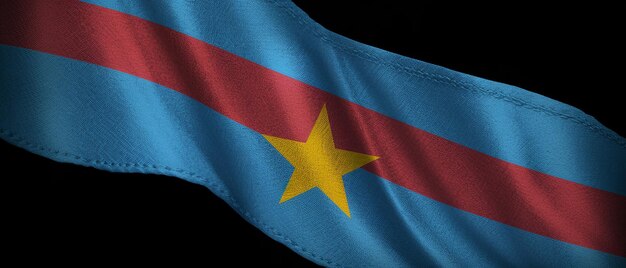 La bandiera patriottica della Repubblica Democratica del Congo in un'esposizione orgogliosa