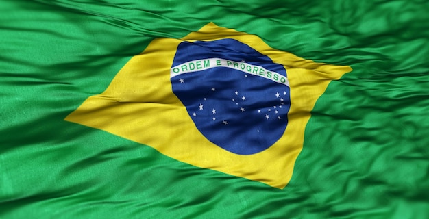 La bandiera sudamericana del paese del Brasile è ondulata