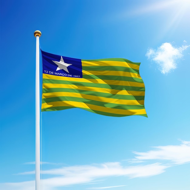 La bandiera sventolante di Piaui è uno stato del Brasile sull'asta della bandiera