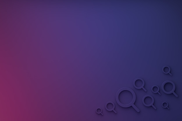 La barra di ricerca e la ricerca di icone 3d rendono il design minimale su sfondo multicolore