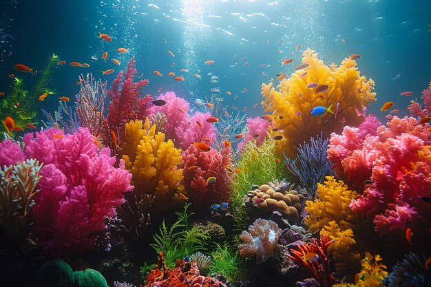 La barriera corallina sottomarina con i pesci colorati