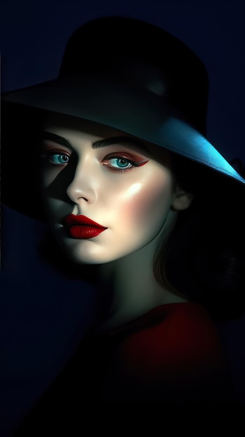 la bella donna con un cappello nero