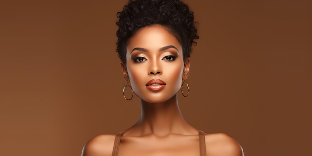 La bellezza accattivante della donna nera è caratterizzata dal suo concetto di bellezza radiosa e sicura