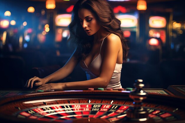 La bellezza affascinante fissata alla roulette Un'immagine affascinanti