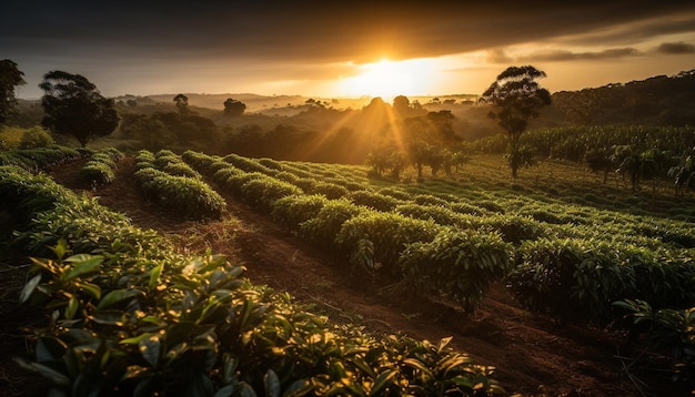 La bellezza agricola nella natura raccoglie le colture di tè generate dall'intelligenza artificiale