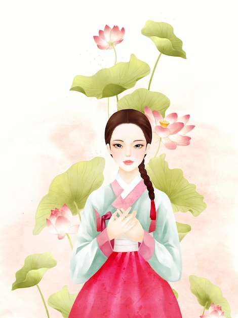 La bellezza classica che indossa l'hanbok