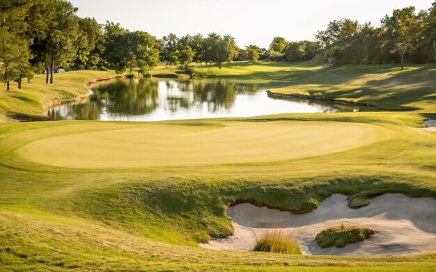 La bellezza del campo da golf sono i suoi bunker e gli stagni.