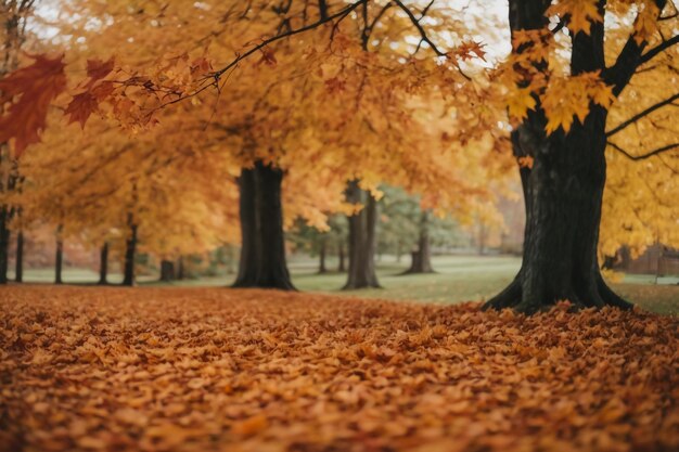 La bellezza della foresta in autunno che fa cadere le foglie e rende il cuore felice