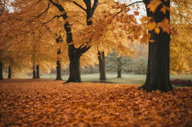 La bellezza della foresta in autunno che fa cadere le foglie e rende il cuore felice