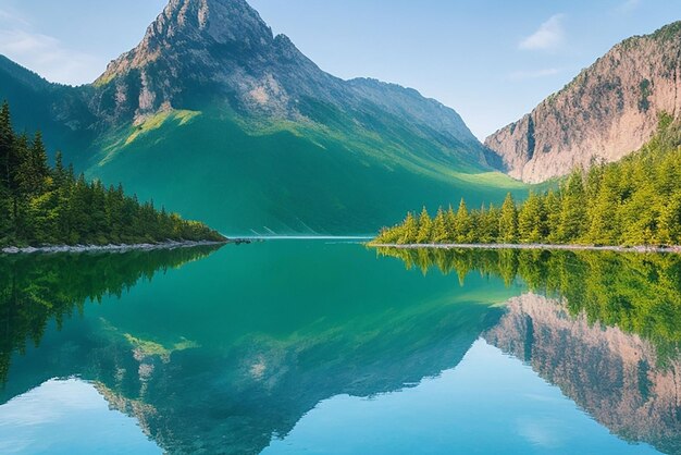 La bellezza della natura riflessa nelle tranquille acque di montagna genera un'ai