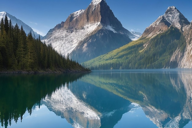 La bellezza della natura riflessa nelle tranquille acque di montagna genera un'ai