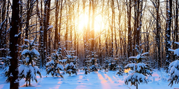 La bellezza della natura si manifesta nella serena armonia degli alberi e del sole mattutino