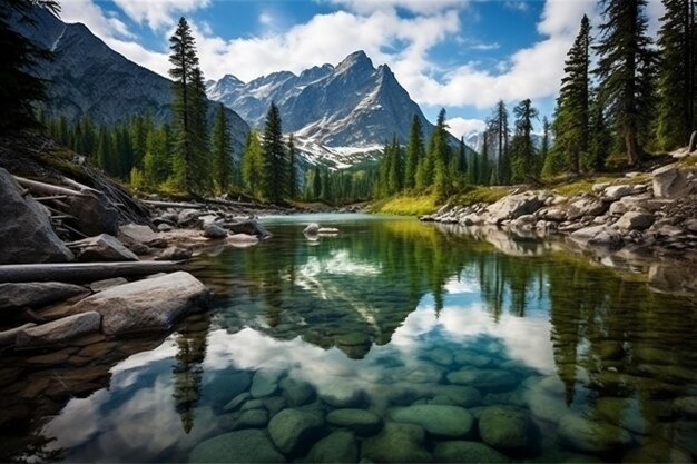 La bellezza della natura si riflette nelle tranquille acque di montagna