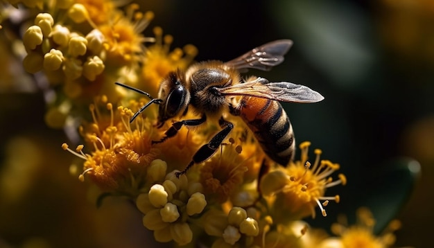 La bellezza della natura Un'ape indaffarata che raccoglie il polline generato dall'IA