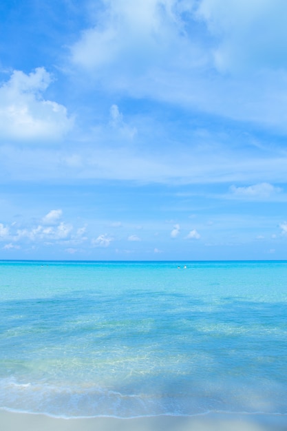 La bellezza della spiaggia estiva e il mare limpido nel cielo luminoso.