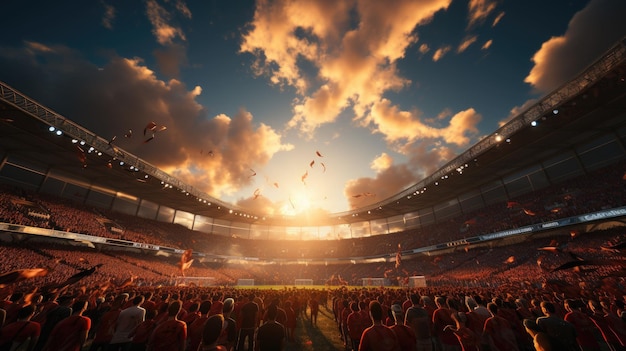 La bellezza di uno stadio di calcio di livello mondiale, magnifico e grandai generativo