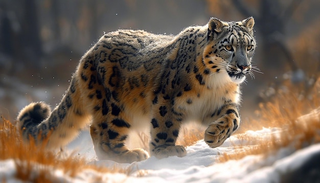 la bellezza elusiva dei leopardi delle nevi che navigano graziosamente nella neve