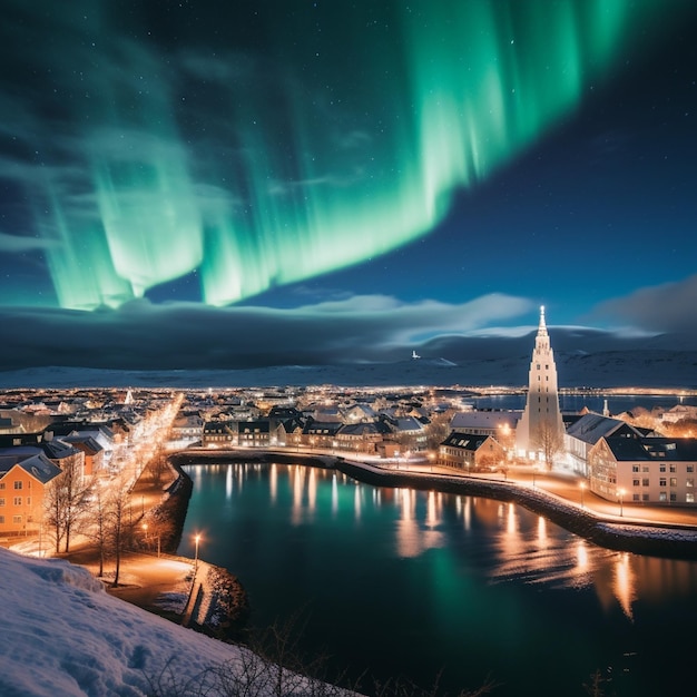 La bellezza mozzafiato di Reykjavik La chiesa di Hallgrimskirkja Le luci del nord e la laguna blu