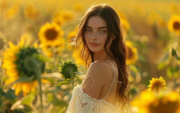 La bellezza serena tra i girasoli