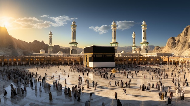 la bellissima vista della città della Mecca e anche il luogo di culto della Kaaba