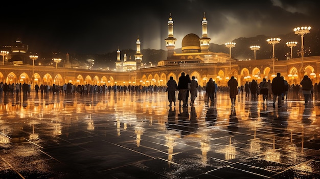 la bellissima vista della città della Mecca e anche il luogo di culto della Kaaba