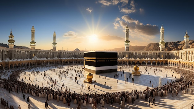 la bellissima vista della città della Mecca e anche il luogo di culto della Kaaba