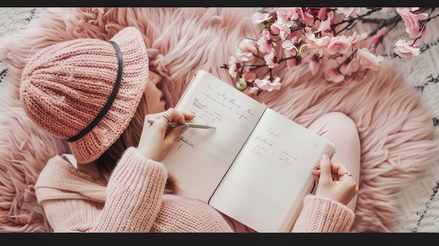 La Bibbia bianca e grigia rosa era piatta con il tè nero le rose rosa colorate la penna della Bibbia e la mano di una donna