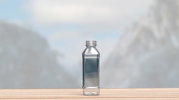 La bottiglia di plastica per il rendering 3D di sci o eco concept