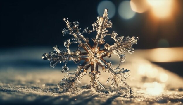 La brillante decorazione del fiocco di neve illumina le celebrazioni invernali con motivi astratti generati dall'intelligenza artificiale