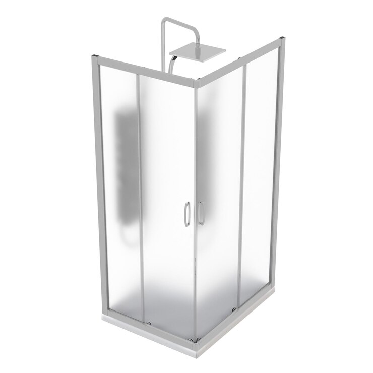 La cabina doccia è isolata su un'illustrazione 3D con sfondo bianco e un rendering CG