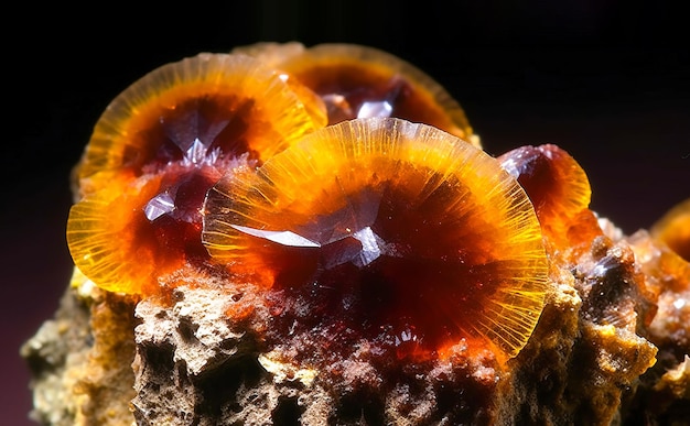 La cacoxenite è una rara pietra geologica naturale preziosa su sfondo sfumato in un isolato chiave bassa