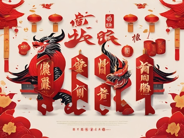 La calligrafia del Capodanno cinese è una vivace esposizione della calligrafi che mostra l'arte della scrittura in un c