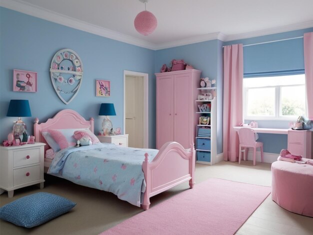 La camera da letto dei bambini 39 in rosa e blu