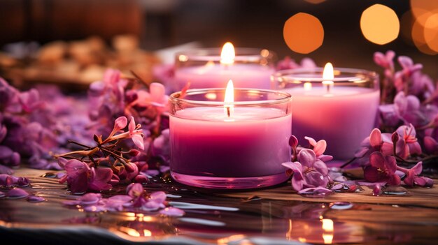 La candela viola porta relax e bellezza alla spa