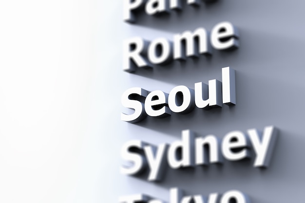 La capitale si concentra su Seoul con sfondo grigio