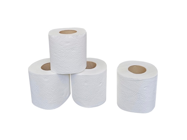 La carta tissue o la carta igienica in rotolo sono isolate su sfondo bianco